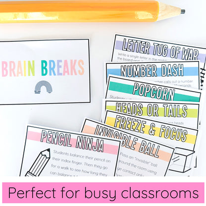 60 Brain Break cards / Brain Break ideas