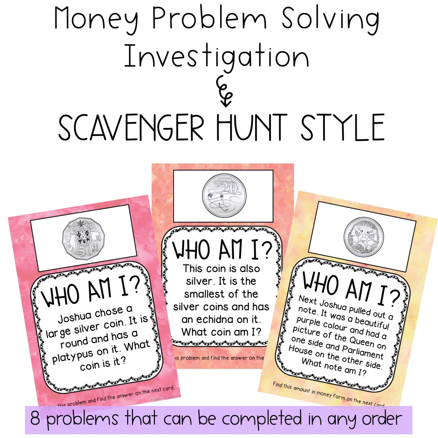 Australian Money Scavenger Hunt | Australian Money Word Problems | Year 1