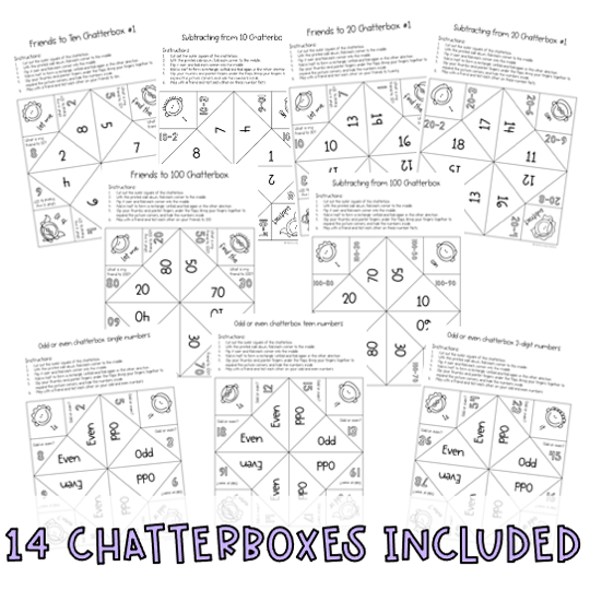 Math Fact Fluency chatterboxes - Addition & Subtraction (Grade 1 & 2)