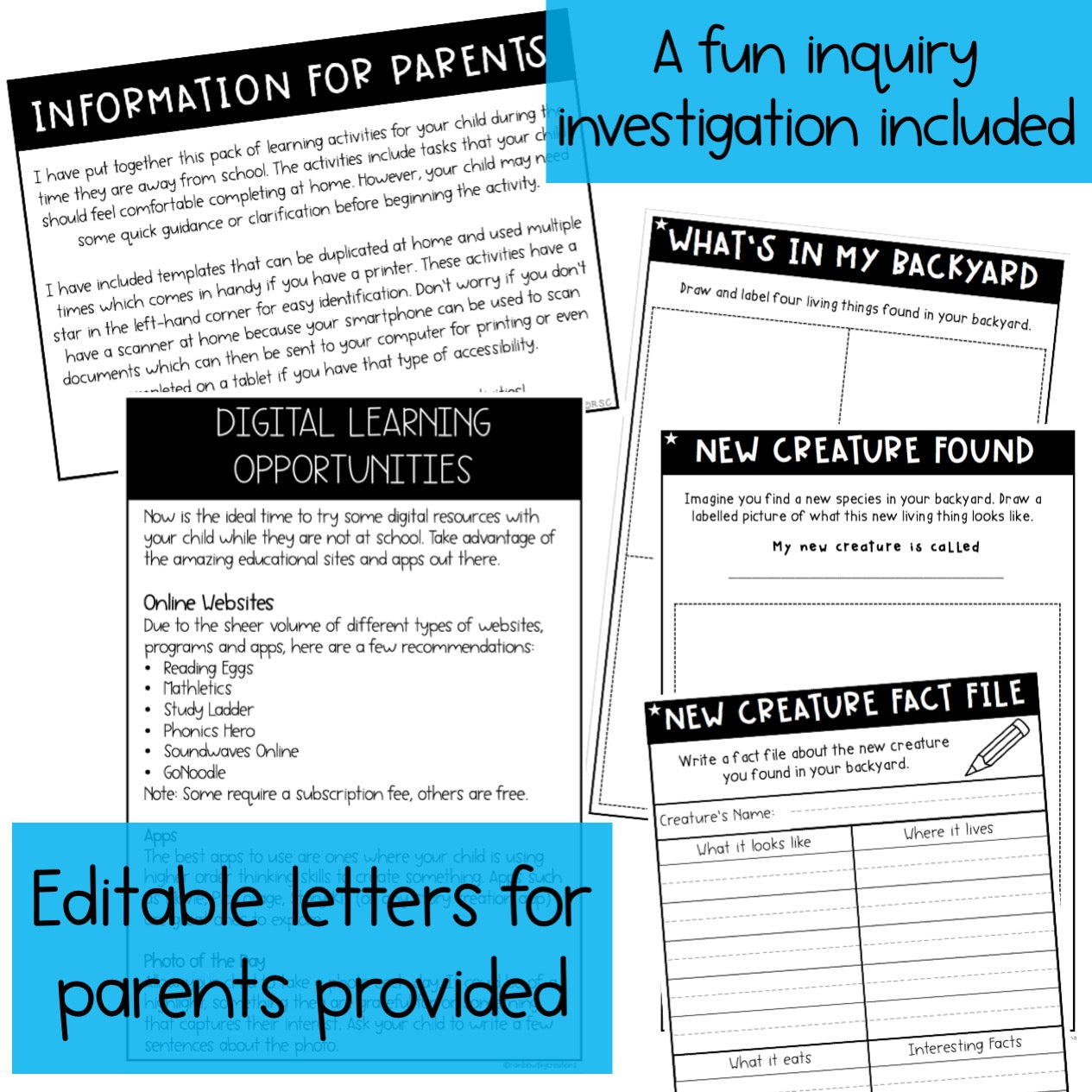 Holiday Homework | Learning from Home Pack | Years 1-2 [Digital & Printable]