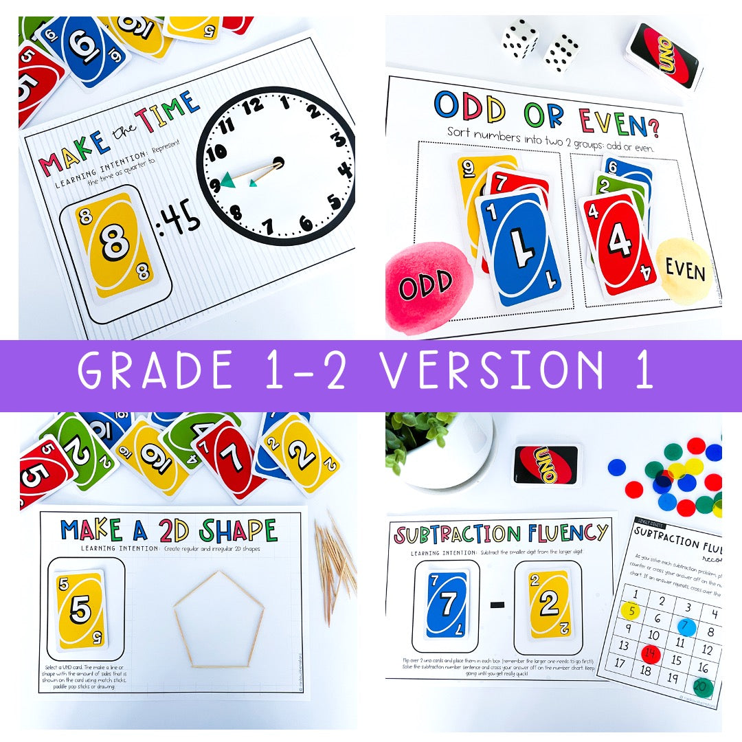 UNO Card Games MEGA BUNDLE | Math Centres | Kindergarten - Grade 6