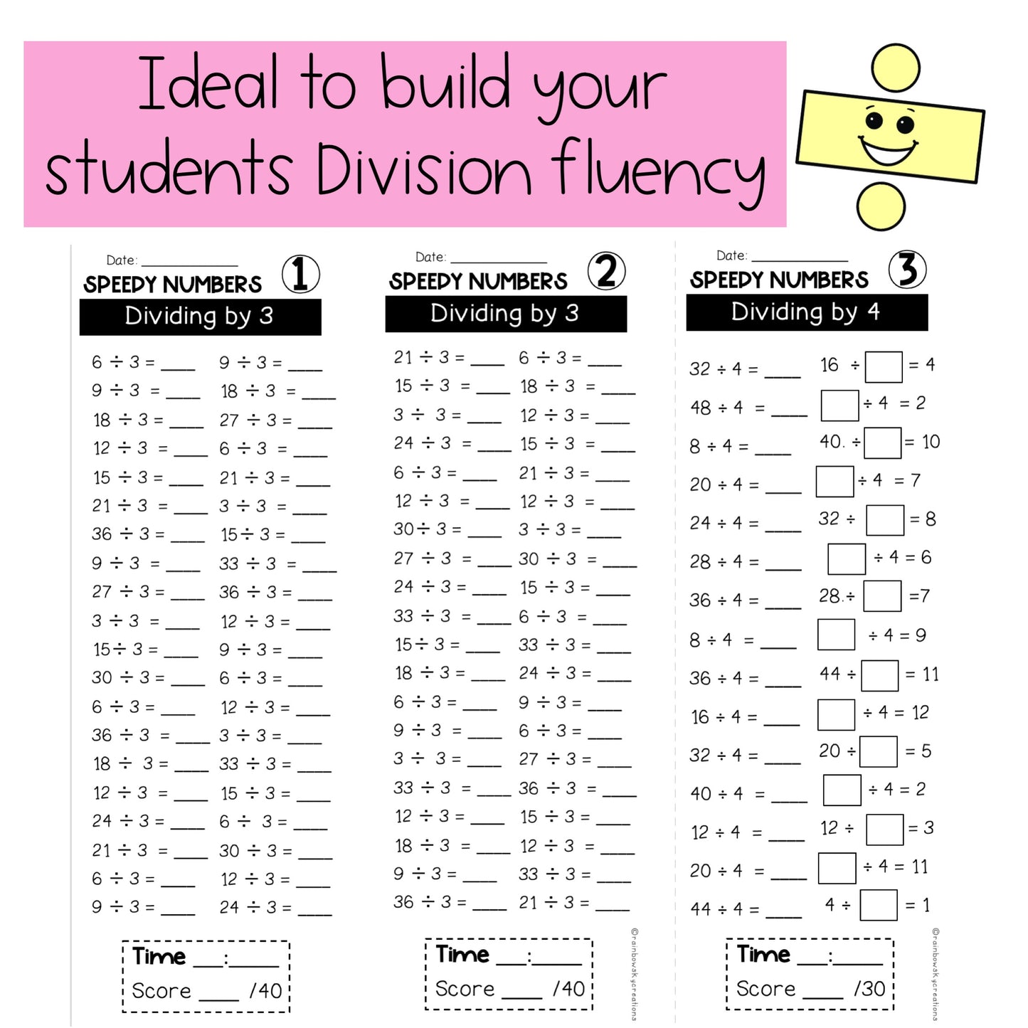 Speedy Numbers Booklets BUNDLE | Division | Mental Maths | Dividing By 2 - 12