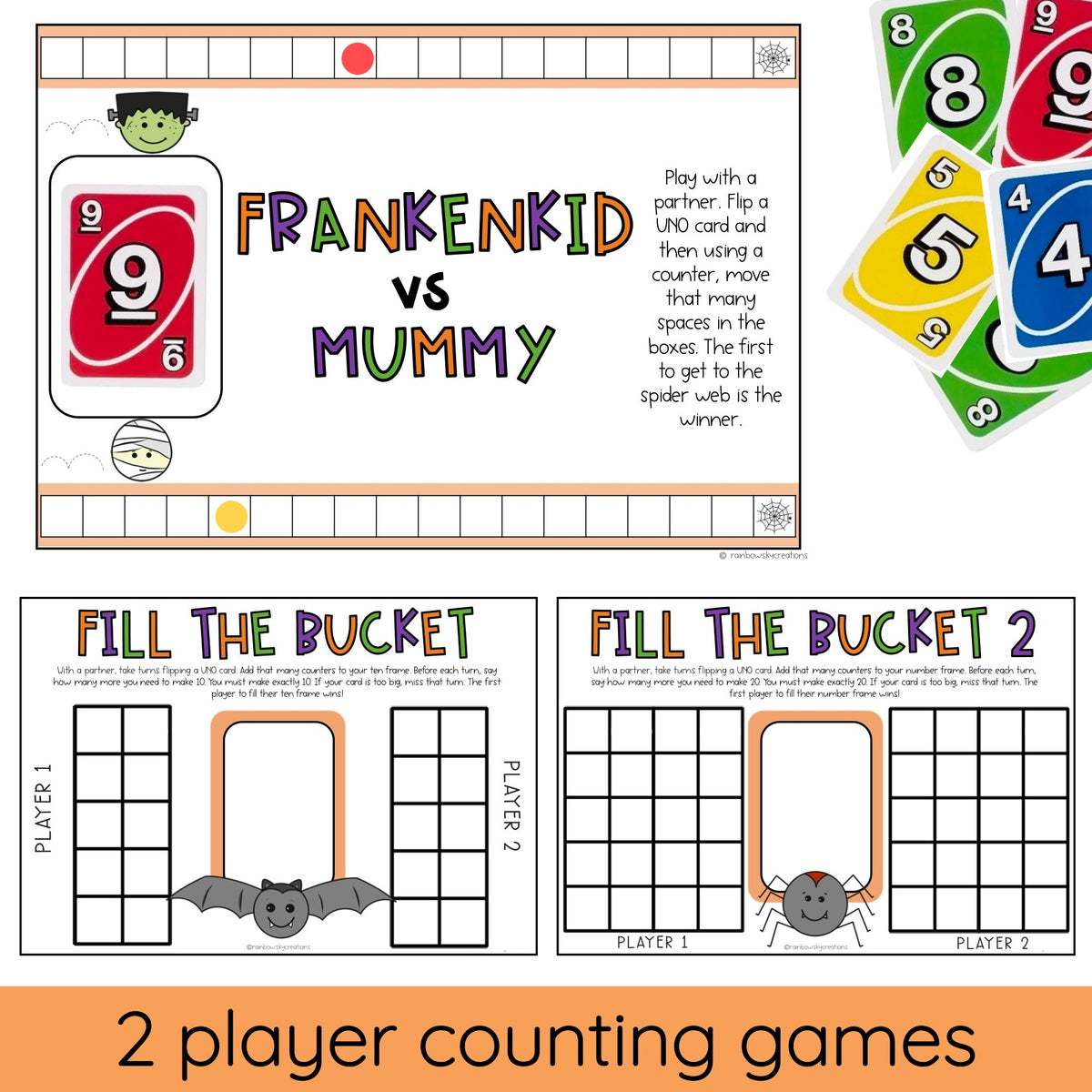 Halloween UNO Math Games - All Grades