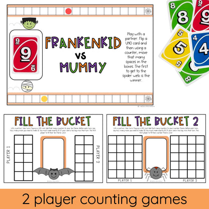 Halloween UNO Math Games - All Grades