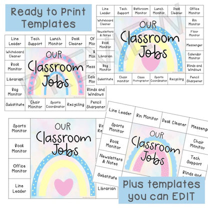 Editable Classroom Job System [Pastel Rainbow Theme]