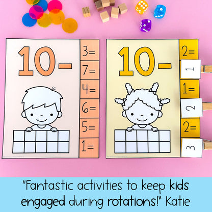 Subtraction From 10 Activities | Subtraction Math Centres