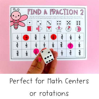 Valentine's Day Fractions Centers | February Fraction Activities