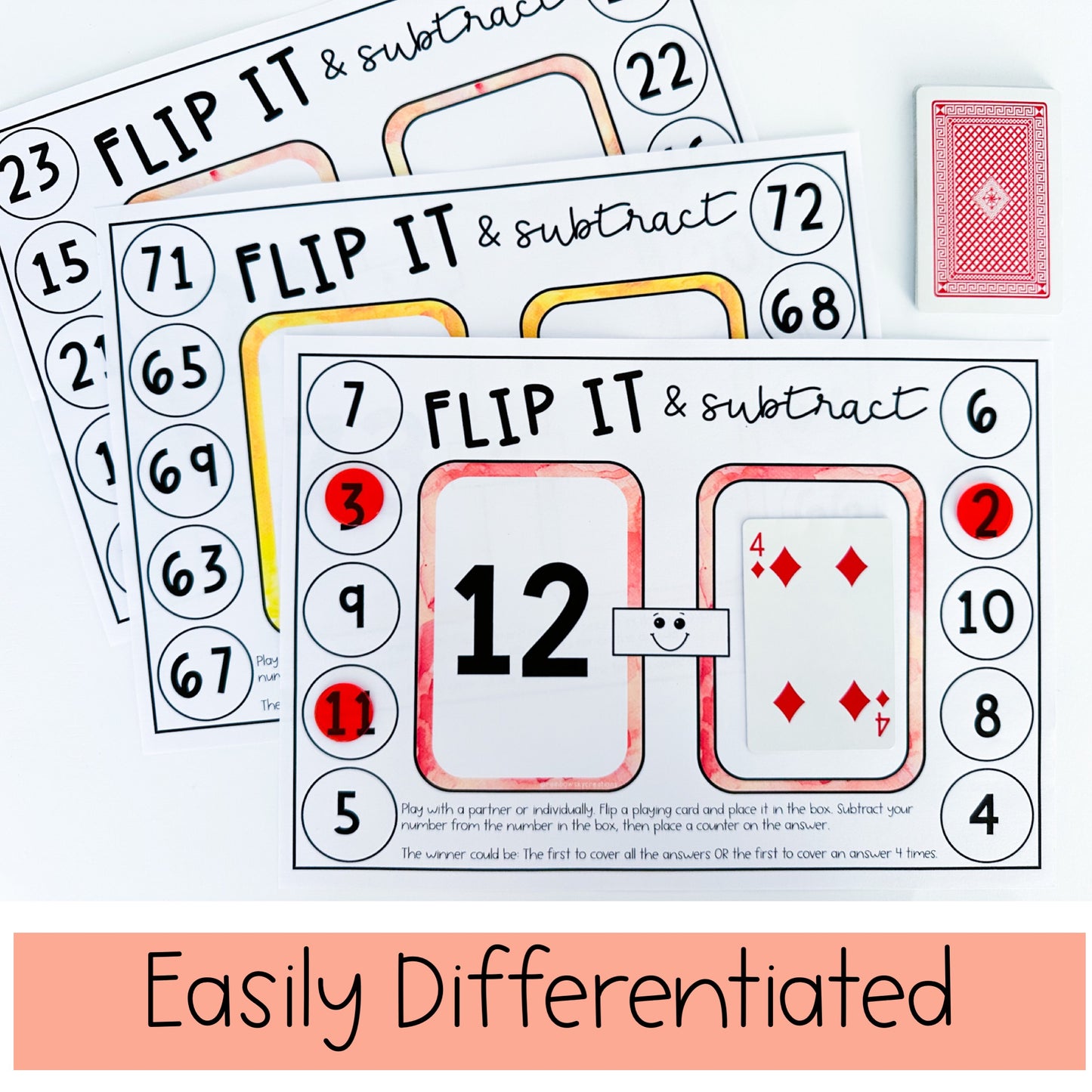 Subtraction Flip It  Games - Subtraction Math Centres