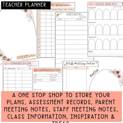 Australian Organised Teacher BUNDLE | Planner, PD Diary & Assessment Book [Terracotta Arch Theme]