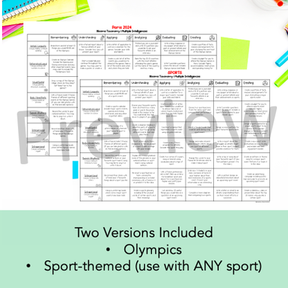 Olympic Games 2024 Creative Thinking Tasks | Sport-Themed | Grades 3-6