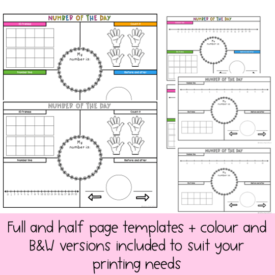 Number of the Day Templates 0-20 | Kindergarten