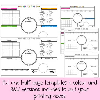 Number of the Day Templates 0-20 | Kindergarten