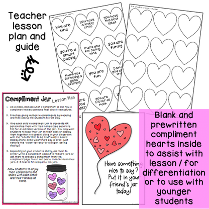 Valentine Kindness Activity | Compliment Jars