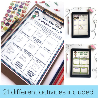 Back to School Activities Pack - Year 1 and 2 - NO PREP