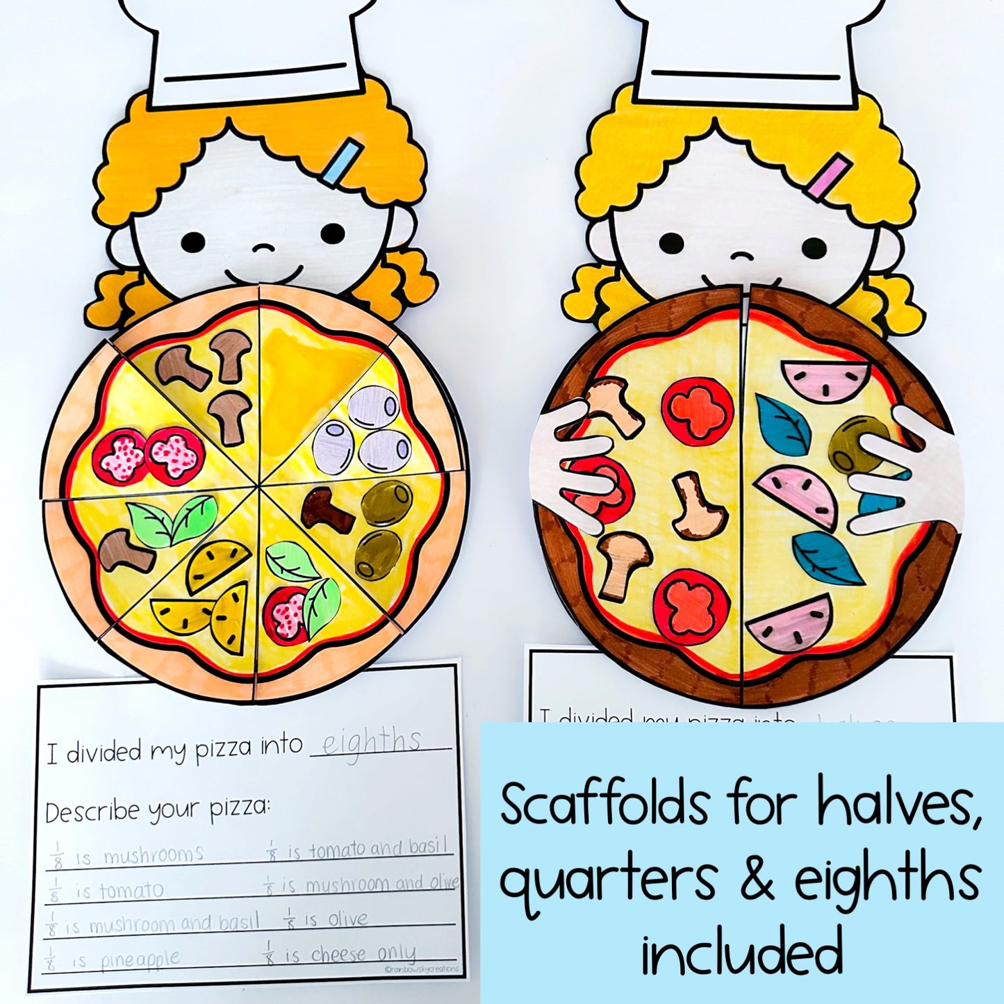 Pizza Fraction Craft | Halves, Quarters, Eighths Lesson