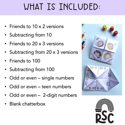Math Fact Fluency chatterboxes - Addition & Subtraction (Grade 1 & 2)