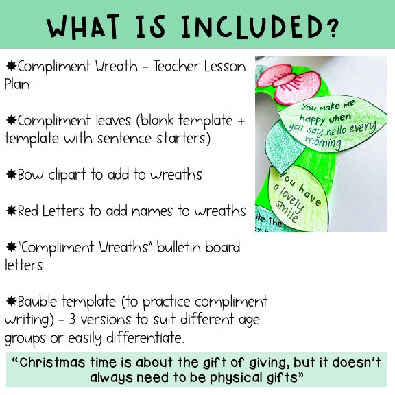 Christmas Compliment Wreaths Activity | Christmas Kindness