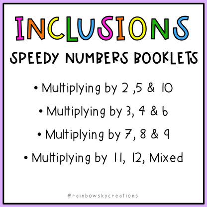 Speedy Numbers Booklets BUNDLE | Multiplication | Number Facts