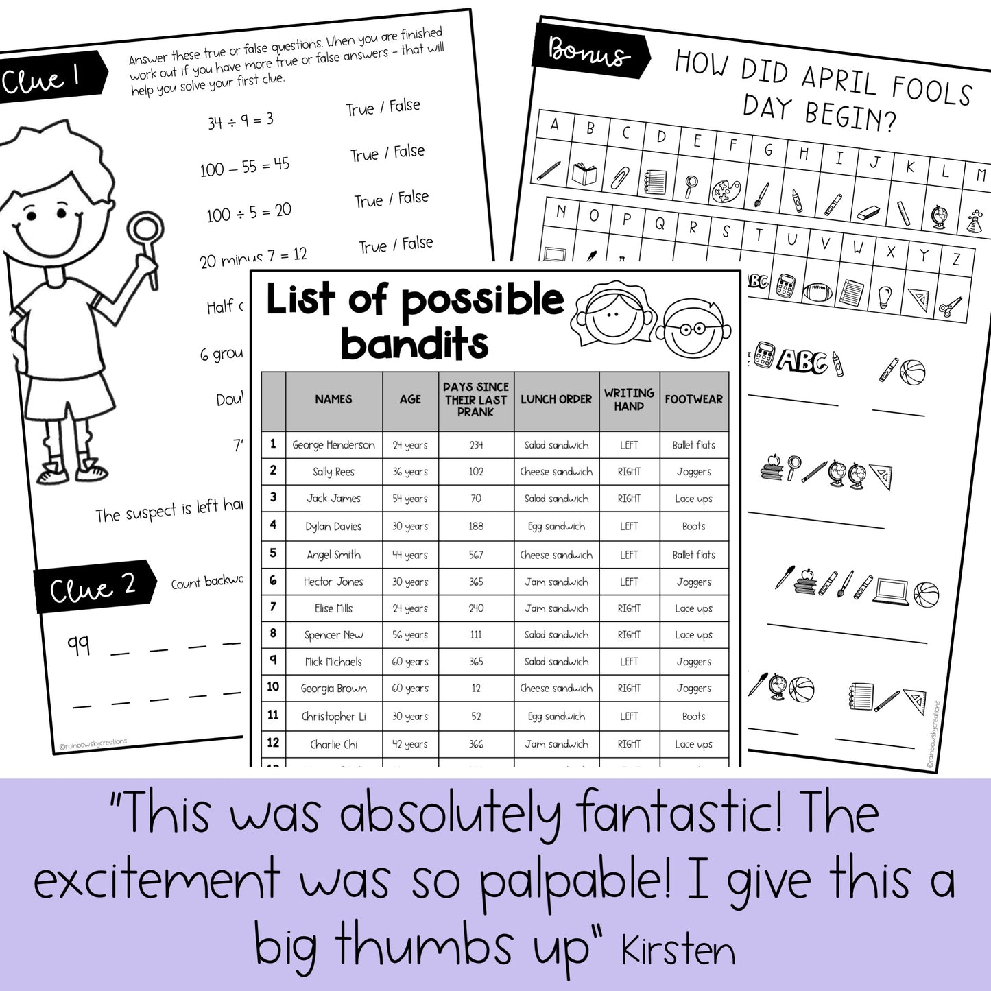 April Fools Day Math Code Cracker - Grade 3-6 April Escape Room