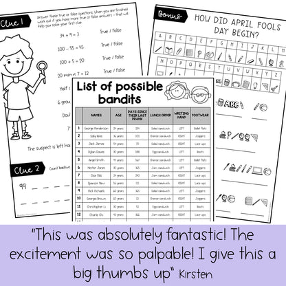 April Fools Day Math Code Cracker - Grade 3-6 April Escape Room