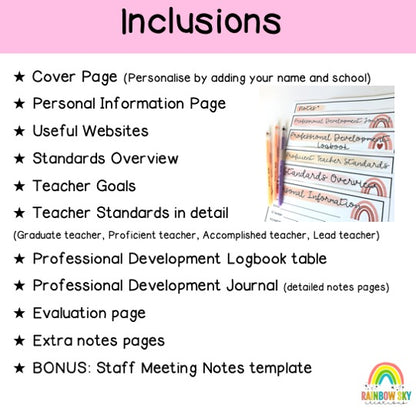 PD Diary | Professional Development Notes | AITSL Aligned Australia [Neutral Rainbow Theme] [Digital & Printable]