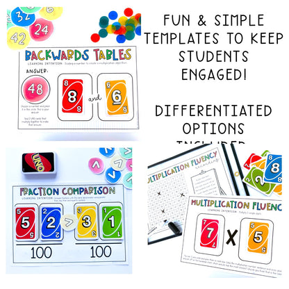 UNO Card Games BUNDLE | Math Centres | Grades 3-4 [VERSIONS 1 & 2]