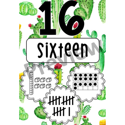 Number Posters 1-50 [Cactus & Succulent Theme]