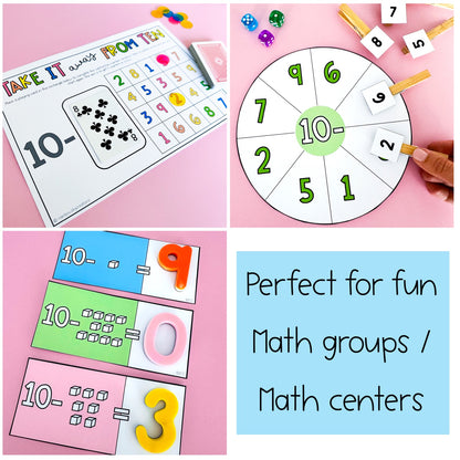 Subtraction From 10 Activities | Subtraction Math Centres