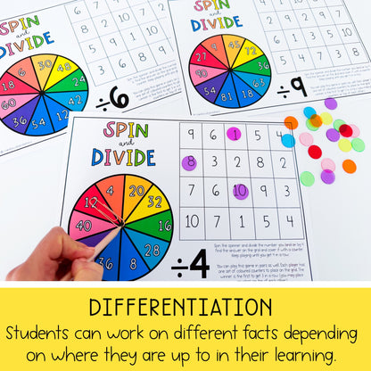 Division spinner games / Division games (divide by 2 - divide by 12)
