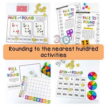 Rounding To The Nearest 10, 100 & 1000 | Rounding Math Centres BUNDLE