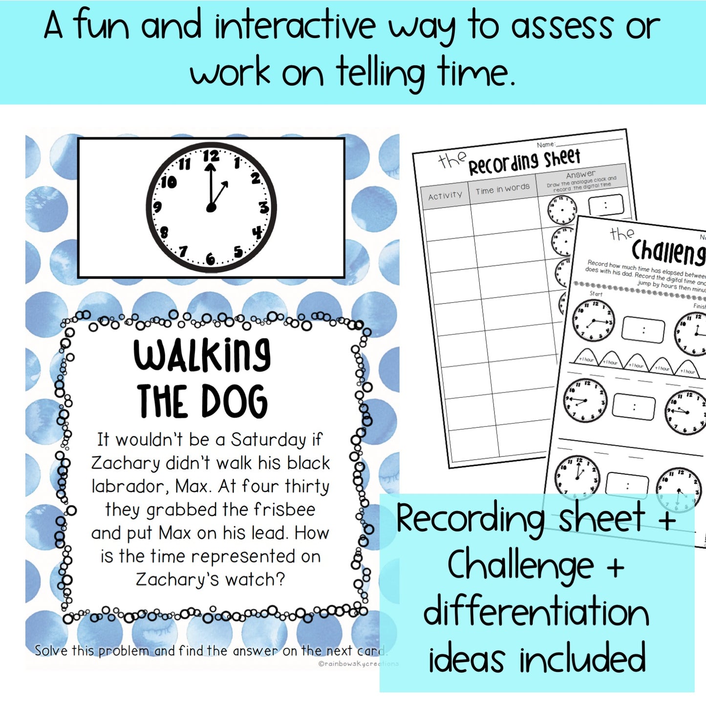 Telling The Time Scavenger Hunt | Analog Clock Word Problems | Grade 2