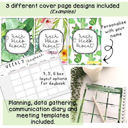 Australian Organised Teacher BUNDLE | Planner, PD Diary & Assessment Book [Tropical Theme]