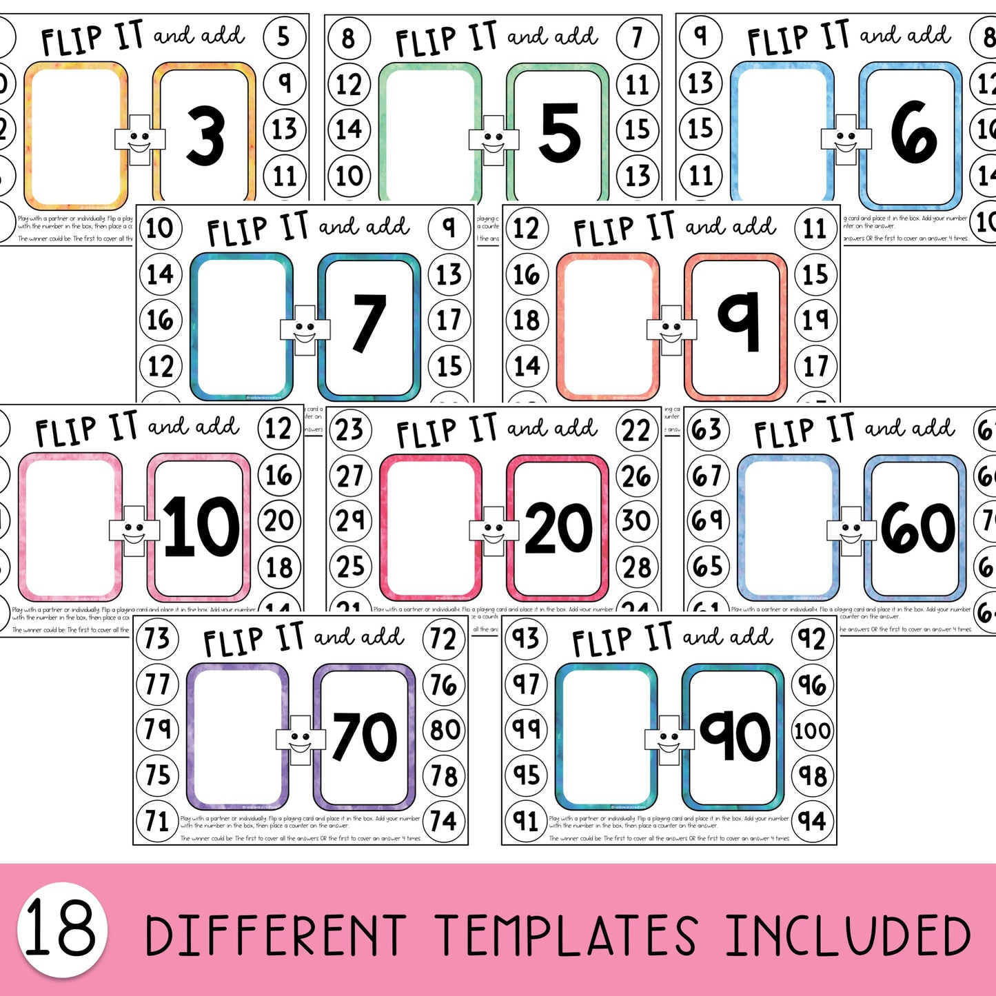 Addition Flip It Games - Single Digit Addition Flip It