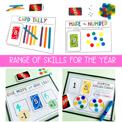 UNO Card Games BUNDLE | Math Centres | Kindergarten, Foundation, Prep [VERSIONS 1 & 2]