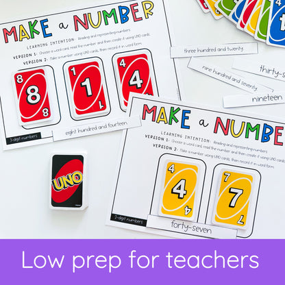 UNO Card Games - Grades 1-2 (VERSION 1)