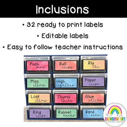 Editable Teacher Toolbox Labels [Watercolour Theme]