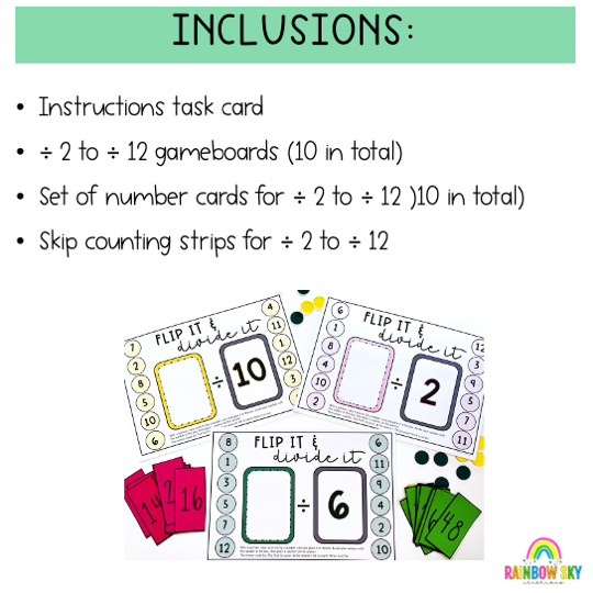 Division Fluency Games | Math Centres | Division Facts ÷2 To ÷12