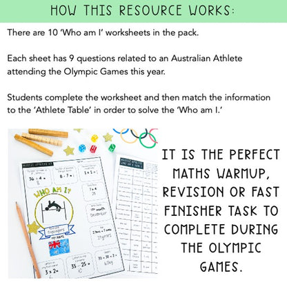 Olympic Games Maths Activity | Australian Athletes | Years 3-4