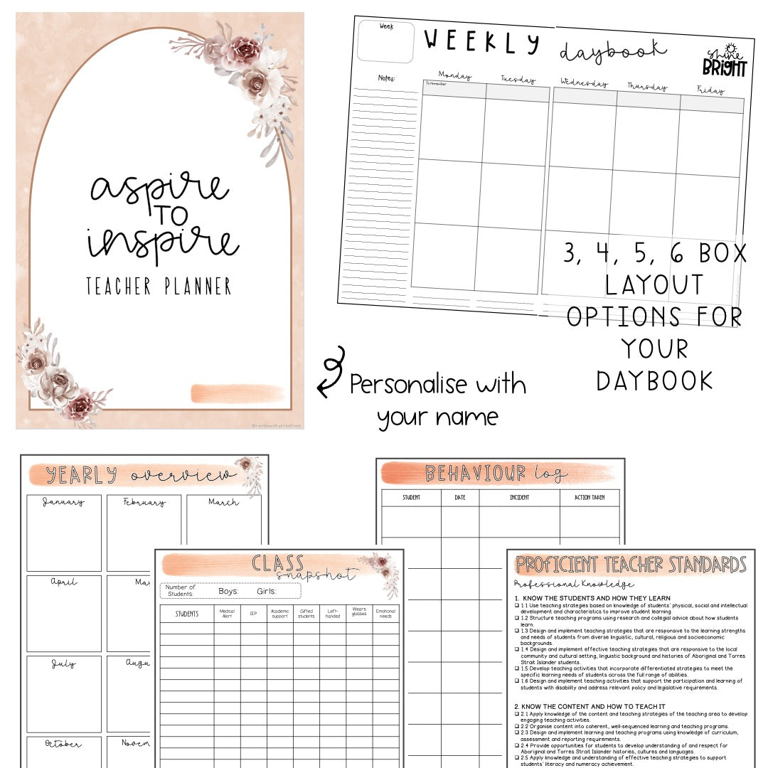 Editable Australian Teacher Planner | Annual Teacher Diary [Terracotta Arch Theme]