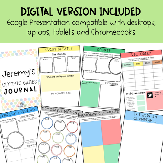 Olympic Games Reflective Journal Flipbook | Summer Sports | Grades 3-6 [Digital & Printable]