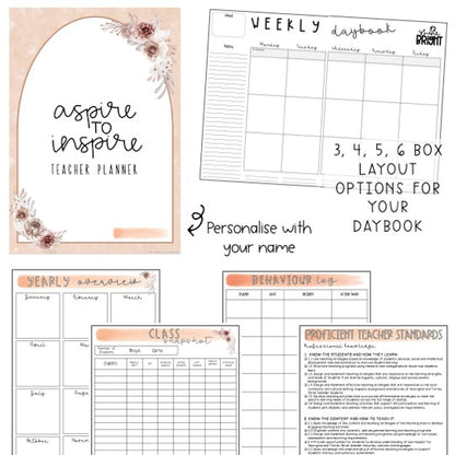 Australian Organised Teacher BUNDLE | Planner, PD Diary & Assessment Book [Terracotta Arch Theme]