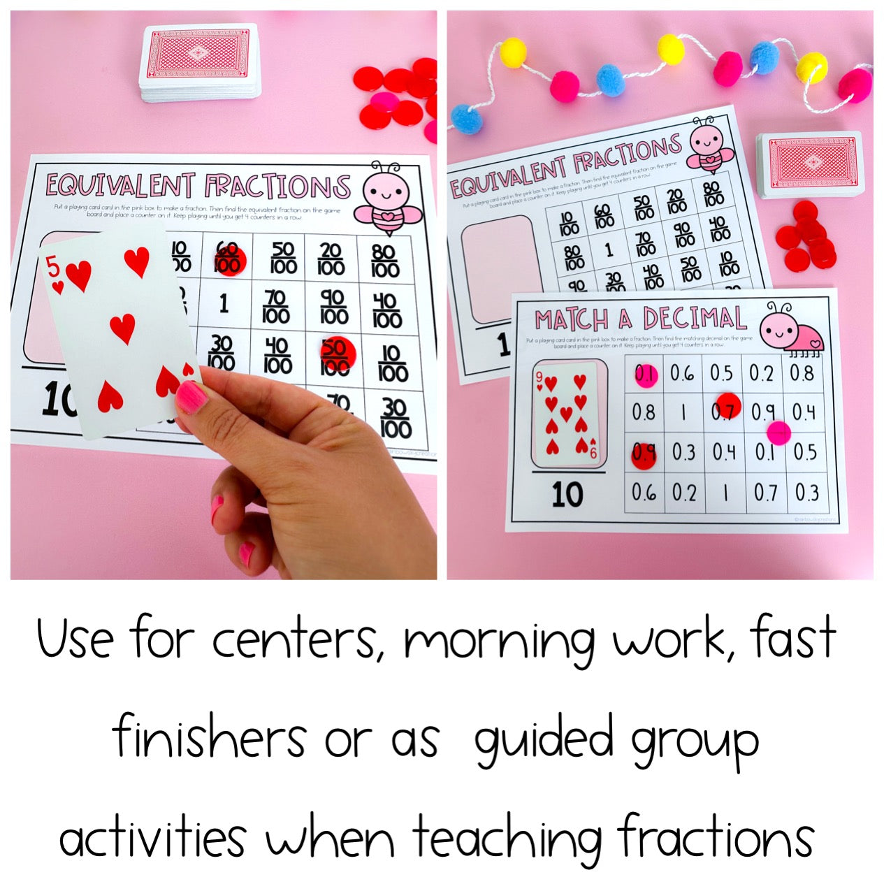 Valentine's Day Fractions Centers | February Fraction Activities