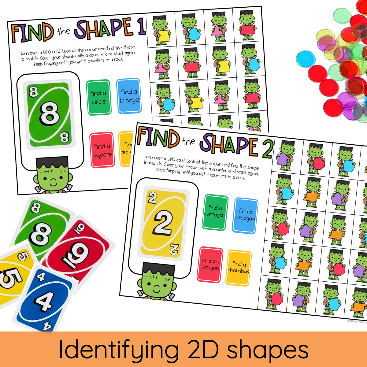 Halloween UNO Math Games - All Grades