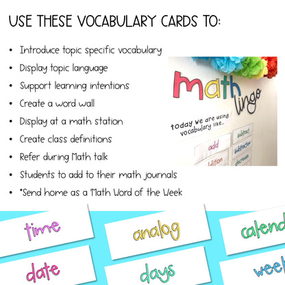 Math Vocabulary Cards | Maths Language | Australian Curriculum Aligned | Grade 2