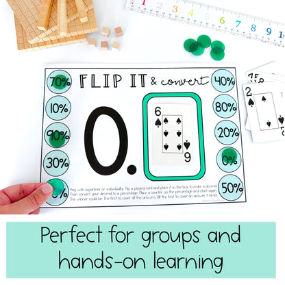 Fractions Flip it Games - Converting Decimals and Percentages Games