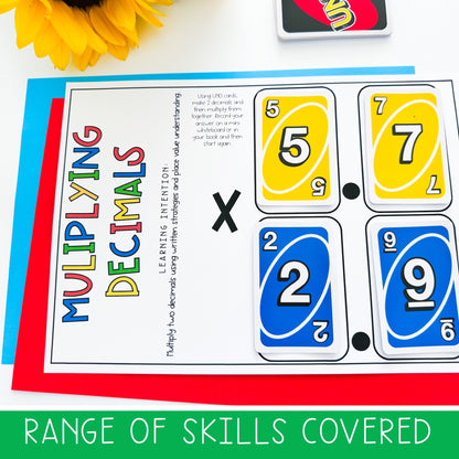 UNO Card Games | Math Centres | Grades 5-6 [VERSION 3]
