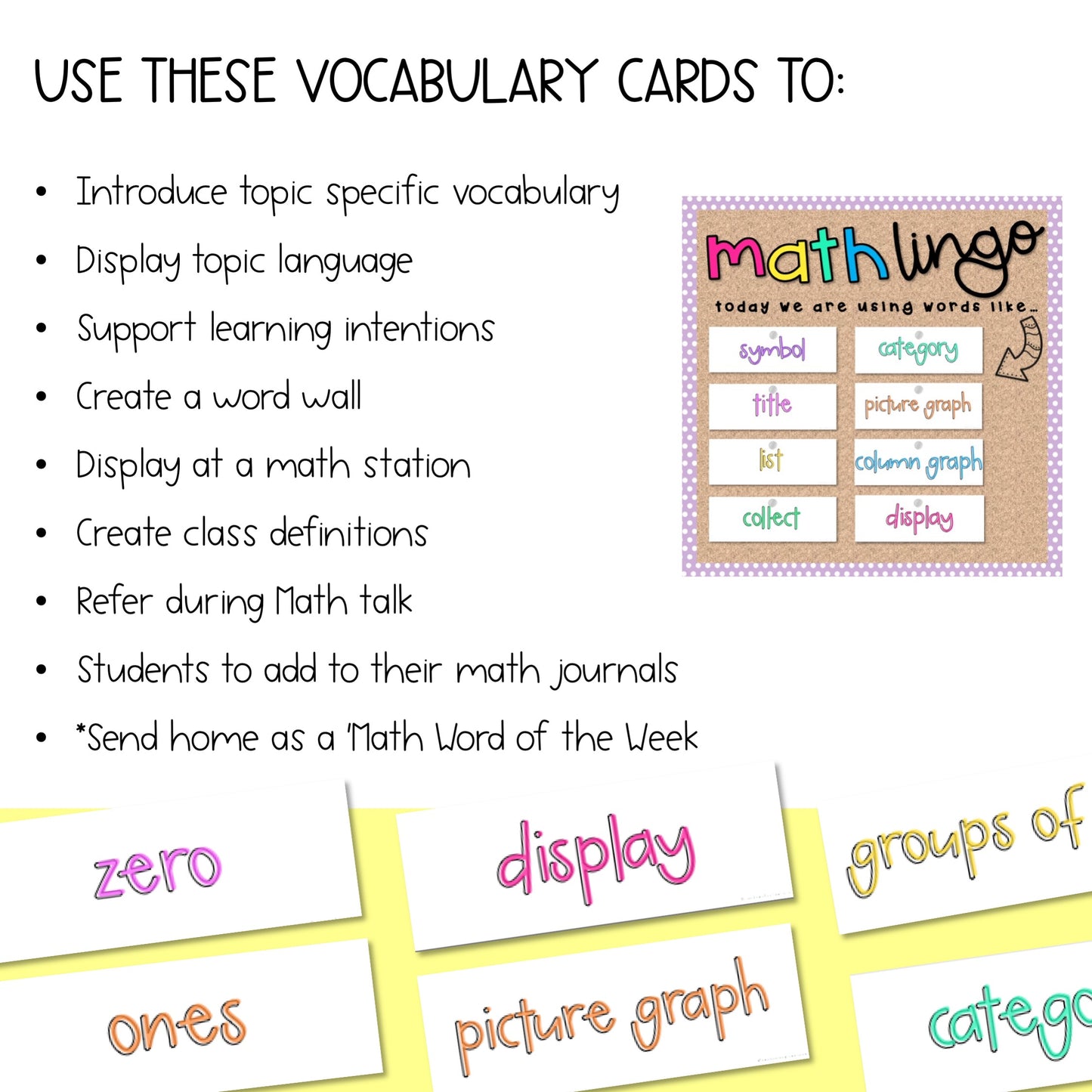 Math Vocabulary Cards | Maths Language | Australian Curriculum Aligned | Grade 3