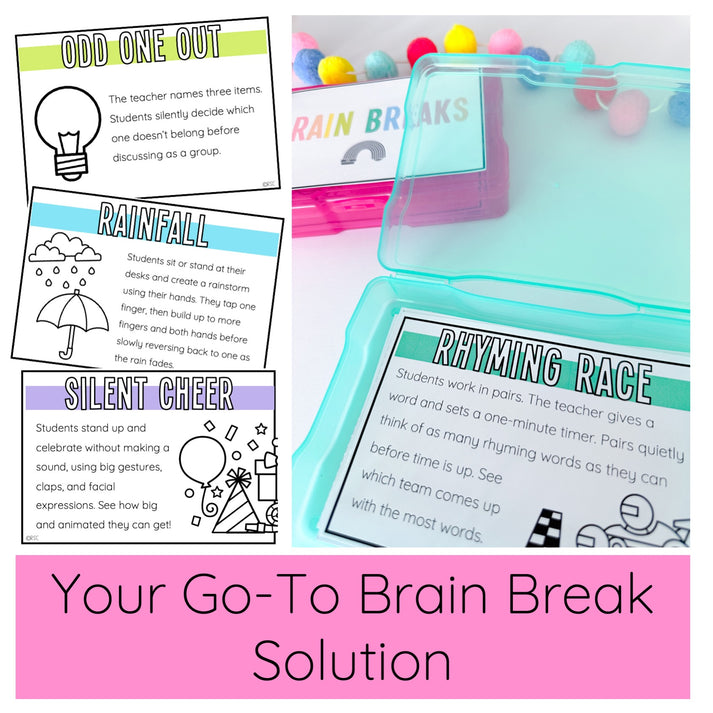 60 Brain Break cards / Brain Break ideas – Rainbow Sky Creations AU