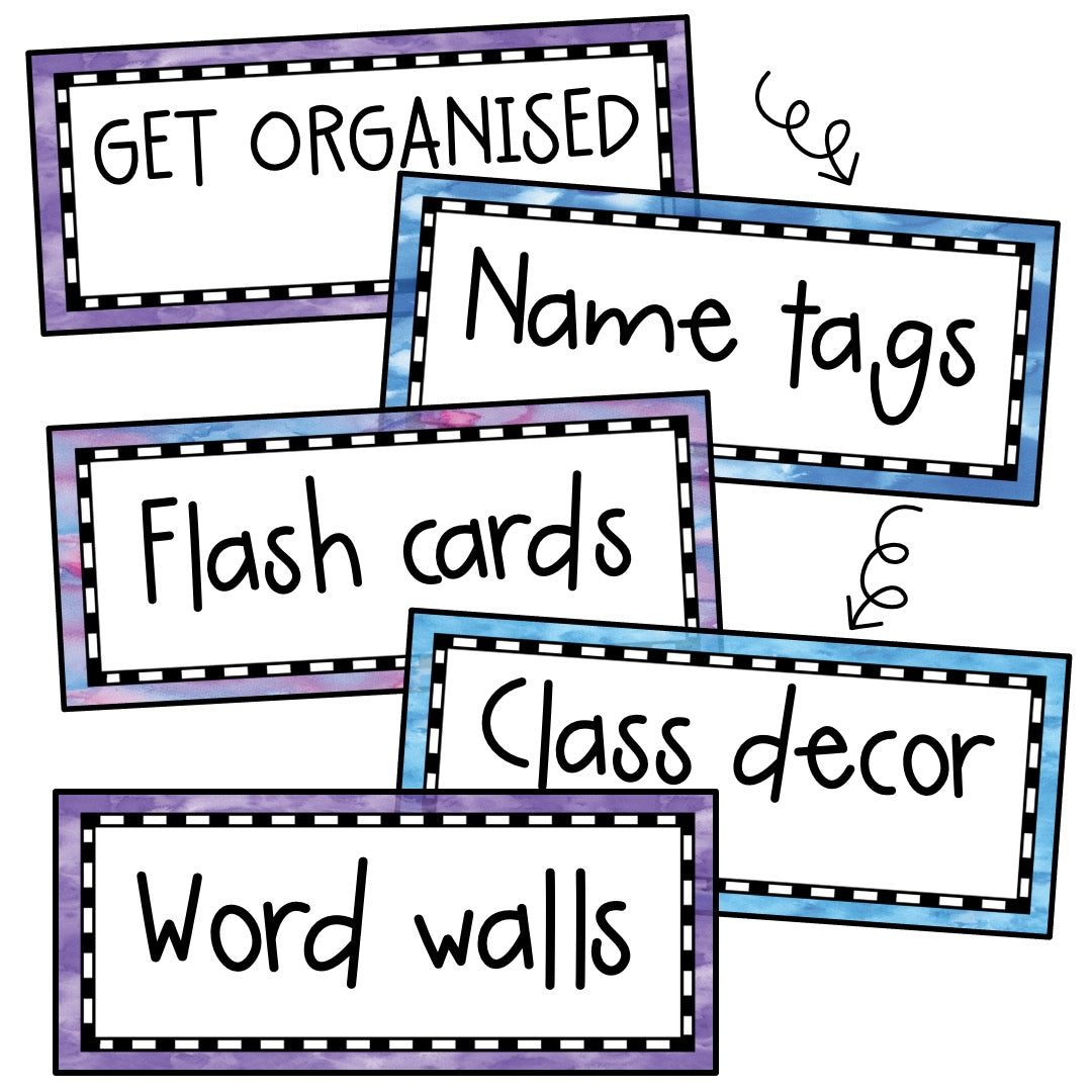 Editable Labels | Classroom Labels | Name Tags [Blue & Purple Pastel Theme]