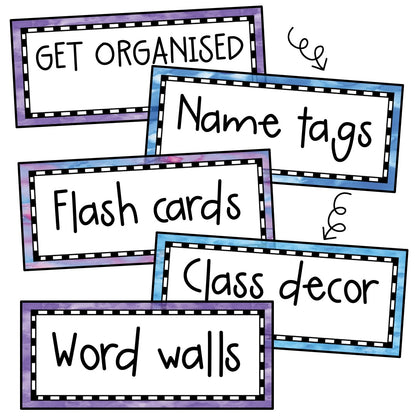 Editable Labels | Classroom Labels | Name Tags [Blue & Purple Pastel Theme]